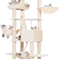Heybly Cat Tree, 68 inch Multi-Level Cat Tower for Indoor Cats, 2 Widened Plush Perches Cat Condo with Scratching Board and Big Caves, Beige HCT025M