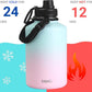 DRINCO Stainless Steel Water Bottle Spout Lid Vacuum Insulated Double Wall Water Bottle Wide Mouth (64oz 40oz 32oz 22oz 18oz 14oz) Leak Proof Keep Cold Sport Camping Hiking (64 oz, 64oz Macaron)