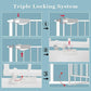 WAOWAO Triple Lock Baby Gate Extra Wide 62.59-67.32" Pressure Mounted Walk Through Swing Auto Close Safety White Metal Dog Pet Puppy Cat for Stairs,Doorways,Kitchen