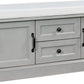 Shoe Storage Bench with 2 Drawers and 2 Cabinets, Pine Wood Shoe Bench with Removable Cushion for Living Room, Entryway 42.5" L x 15.9" W x 17.5" H (Gray Wash)