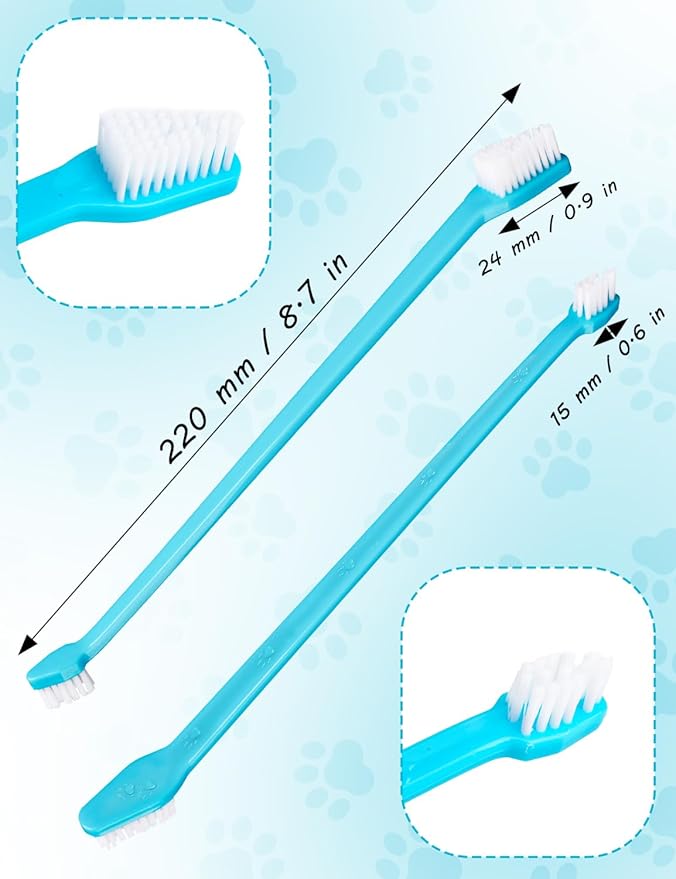 200 Pcs Dog Toothbrush, Pet Double Sided Brushing Kit Long Handle Soft Bristles Dogs Tooth Brush for Small to Large Dog, Cat, Puppy & Kitten, 10 Colors