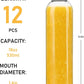 [12 Pack]18 oz Glass Water Bottles with Lids, Juice Bottles, Clear glass juice bottle for juicing, Eco-Friendly Reusable Glass Juicing Bottles with Stainless Steel Lid, BPA Free,Leak-Proof