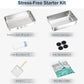 Stainless Steel Sifting Litter Box with Lid, Metal Litter Pan with Scoop for Big Cats Multi Cat, Extra Large Cats Litterbox Odor Control Easy Clean (23*15.4*6.9inch-Without Enclosure, X-Large)