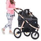 Run Performance Jogging Sports Stroller with Comfort Rubber Wheels/Zipper-Less Entry/1-Hand Quick Fold/Aluminum Frame for Small/Medium Dogs, Cats and Pets (Black)