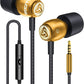 LUDOS Clamor Wired Earbuds in-Ear Headphones, 5 Years Warranty, Earphones with Microphone, Noise Isolating Ear Buds, Memory Foam for iPhone, Samsung, School Students, Kids, Women, Small Ears - Gold