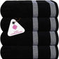CASA COPENHAGEN Solitaire Towels, 4 Pieces Bath Towel Set- Black, 600 GSM Designed in Denmark Made of Soft Egyptian Cotton for Bathroom, Kitchen & Shower