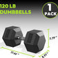 Hex Dumbbell 40-125 lb, Rubber Encased Exercise & Fitness Dumbbells, Hand Weight for Strength Training