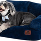 Hollypet Fluffy Plush Pet Cat Couch Sofa Soft Calming Pet Dog Sofa Beds for Medium Small Cats and Dogs, Cobalt Blue