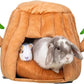 Hopp'd™ Guinea Pig Hideout & Bed – 2-in-1 Washable Tree Stump House | Rat, Ferret, Hamster, Bunny Bed Hideout | Waterproof, Anti-Slip, Chew-Proof | Free Pillow | Small Animal Accessories (Large)
