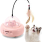 Automatic Cat Toys with Feathers, Interactive Cat Toy for Indoor Exercise, Rechargeable Teasing Toys for Indoor Cats, USB Powered, Smart Standby&Obstacle Avoidance(Pink)