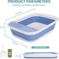 Collapsible Kitten Litter Box, ShineMe Open Top Small Cat Litter Box with Scoop and Litter Bag, Anti-Splash Waterproof Kitty Toilet Potty Pan for Sick Frail Cat 17" x 13.5", Blue