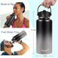 Water Bottle Insulated 32oz 40oz 64oz 128oz Straw Lid Spout Lid & 3 Lids, Leak Proof, Vacuum Insulated,Stainless Steel Water Bottle Wide Mouth for Sports, Gym or Office