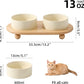 Ceramic Elevated Cat Food and Water Bowl, Kitty Bowl, Raised Cat Dish, Pet Feeder (5.1 in, 2 x Beige + Stand)