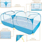 Lukovee Small Animals Playpen, Chicken Pen with Escape-Proof Detachable Bottom & 4 Zipper Doors, Breathable Foldable Portable Large Chicken Run Coop for Puppy Duck Kitten Rabbits Outdoor Yard (Blue)