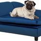 PawHut Luxury Fancy Dog Couch with Hidden Storage, Small Dog Sofa Bed with 2" Soft Foam, Modern Pet Furniture for Puppies & Little Breeds, Blue