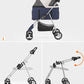 Pet Stroller with 4 Wheels for Small/Medium Pets,Travel Foldable Detachable Carrier for Dog Cat Cage Jogger Stroller, Rear Wheel Breaks, Storage Basket, Visible Mesh Weather Cover (Navy Blue)