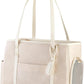 Fashion Dog Carrier Purse, Premium Leather Cat Carrier Bag, Airline Approved Soft Sided Pet Travel Tote Bag with Pockets Beige