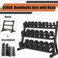 Ritafer 350-550 lbs Hex Weight Dumbbell Set with Rack 5-50 lbs Hand Weights for Strength Training for Home Gyms Rubber Iron Coated Dumbbells Exercise & Fitness Equipment to Training Strength Muscle