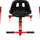 Adjustable Height Ice Skating Ski Sled Board for Kids, 360° Non-Slip Pedals & Support Stick, 176.4lbs Capacity Snow Slider - Red&Black
