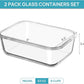Vtopmart 2Pack 1860ml/ 63oz Large Glass Storage Containers with Lids, Meal Prep Food Container Set with Snap Airtight Lid for Baking, Microwave, Oven, Leak Proof, for Freezer, Dishwasher, Grey