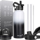 Water Bottle Insulated 32oz 40oz 64oz 128oz Straw Lid Spout Lid & 3 Lids, Leak Proof, Vacuum Insulated,Stainless Steel Water Bottle Wide Mouth for Sports, Gym or Office