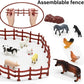 BOLZRA Mini Barn Playset, 66PCS Plastic Animals Figurines and Fence, Farm Figures Farmer Vehicle Toy Truck with Trailer for 3-12 Years Old Kids Boys Girls Toddlers