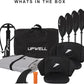 UPWELL 13'6”/11' Inflatable Recreational Kayak - 2 Person with Drop Stitch Floor and Accessories Including Kayak Seats with High Back Support, Paddle, Fin, Repair Kits, Carry Bag and Hand Pump