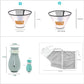 7-Piece Cat Bathing Set - Anti-Scratch Silicone Shoes, Claw Covers, Shower Net, Bathing Bag & Elizabethan Collar (Grey-3)