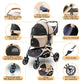 Pettingzoo Dog stroller with 4 Wheels, Folding Cat Stroller for Small/Medium/Large dogs & cats to 60 lbs, pet stroller with removable carrier, Storage BasketCup Holder,3 in1 Multifunctional Detachable