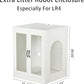 Cat Litter Robot Enclosure with Cat-Observant Glass Doors,Litter Robot Cabinet with Cozy LED for Cats,Reversible and Optional Entry(Left or Right),Power Outlet for More Choice, (White)