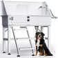Dog Washing Station for Home, 38" White Professional Stainless Steel Dog Grooming Tub, Height Adjustable Dog Bathing Station, Upgrade Parts, Dog Bath Tubs for Small & Medium Dogs(Left Stair)