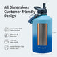 One Gallon Water Bottle Insulated, Triple Wall Vacuum Cold for 48 Hrs & Leak-proof & Non-BPA, 128oz Large Sports Stainless Steel Water Jug with Paracord Handle Straw Spout Lids & DIY Stickers