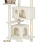 FDW Cat Tree Tower 62in Multi-Level Durable Cat Scratching Post & Cozy Fun Jumping Platform Space Saving Condo Pet Play House for Indoor Cats, Beige