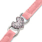 CHUKCHI Pink Soft Velvet Safe Cat Adjustable Collar with Crystal Heart Charm and Bells 8-11 Inches(Black+Red+Pink+Blue)