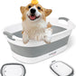 Collapsible Dog Bath Tub for Small Dogs & Cats, Portable Puppy Bath Tub with Water Drain Plug, Space Saving Foldable Pet Bathtub for Indoor & Outdoor Use, Grey