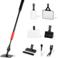 Aquarium Cleaning Tools 7 in 1 - Fish Tank Cleaning Kit with Algae Scraper, Scrubber Pad, Adjustable Telescopic Long Handle, Fish Net, Gravel Rake, Fork & Brush - Saltwater & Freshwater Tank