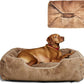 FUZI Luxury Aesthetic Dog Bed with Extra Cover for Large Dogs, Washable Pet Couch, Pet Bed with Sides, Non-Slip Bottom, Soft & Durable Calming Dog Bed, Faux Rabbit Fur, Large 35.6x28.5x9.5 Light Brown