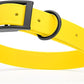 Dogline Biothane Waterproof Dog Collar Strong Coated Nylon Webbing with Black Hardware Odor- Proof for Easy Care Easy to Clean High Performance Fits Small Medium or Large Dogs, Lemon Yellow