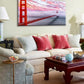 San Francisco Red Golden Gate Bridge At Dusk Canvas Wall Art For BedRoom,Modern Realism City Building Picture,Califonia Foggy Cityscape Painting Decor,Bracket Fixed Ready To Hang,Inner Frame (30x60)