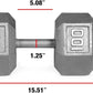 WF Athletic Supply Cast Iron Solid Hexagon Gray/Black Dumbbells, Strength Training Free Weights Set of 2 for Women and Men, Hand Weights Sold by Pairs, Multi-Select Size Options Available