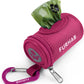 Dog Poop Bag Holder for Leash Doggie Waste Bag Dispenser Soft Fabric Puppy Potty Carrier Small Doggy Zipper Pouch with Carabiner Clip 1680D Nylon Oxford with 1 Roll of Pet Trash Bags, Rose Red