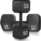 WF Athletic Supply Cast Iron Solid Hexagon Gray/Black Dumbbells, Strength Training Free Weights Set of 2 for Women and Men, Hand Weights Sold by Pairs, Multi-Select Size Options Available