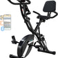 BARWING Stationary Exercise Bike for Home Workout, 5 IN 1 Foldable Indoor Cycling Bike for Seniors, 350LB Capacity, 16-Level Magnetic Resistance, Seat Backrest Adjustments