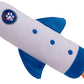 Furhaven Plush Cat Toy w/ Catnip for Indoor Cats, Washable & Durable w/ Refillable Catnip Pocket - Rocket Kicker Plush Toy - White/Blue, One Size