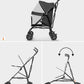 Pet Stroller with 4 Wheels for Small/Medium Pets, Portable Travel Foldable Carrier Jogger for Dog Cat Puppy Kitty, Rear Wheel Breaks, Storage Basket, Visible Mesh with Weather Cover (Black)