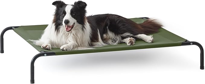 Love's cabin Elevated Cooling Dog Bed for Large Dogs, Portable Indoor & Outdoor Raised Pet Dog Cat Cot, Durable Summer Frame with Breathable Mesh, Olive Green, 48 inches