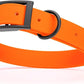 Dogline Biothane Waterproof Dog Collar Strong Coated Nylon Webbing with Black Hardware Odor- Proof for Easy Care Easy to Clean High Performance Fits Small Medium or Large Dogs, Hunter Orange