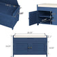 Shoe Storage Bench with Lift Top Storage, Entryway Bench with Cushioned Seat, Adjustable Shelf, 2 Tier Shoe Rack with Doors for Entryway, Bedroom, Hallway, Mudroom, Blue