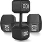 WF Athletic Supply Cast Iron Solid Hexagon Gray/Black Dumbbells, Strength Training Free Weights Set of 2 for Women and Men, Hand Weights Sold by Pairs, Multi-Select Size Options Available