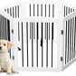 Freestanding Pet Gate for Dogs, Foldable Wooden Dog Gate for House, Extra Wide Indoor Pet Barrier for Stair, Doorway, Hall, Support Feet Included, 120 Inch Wide, 6 Panels 24", White